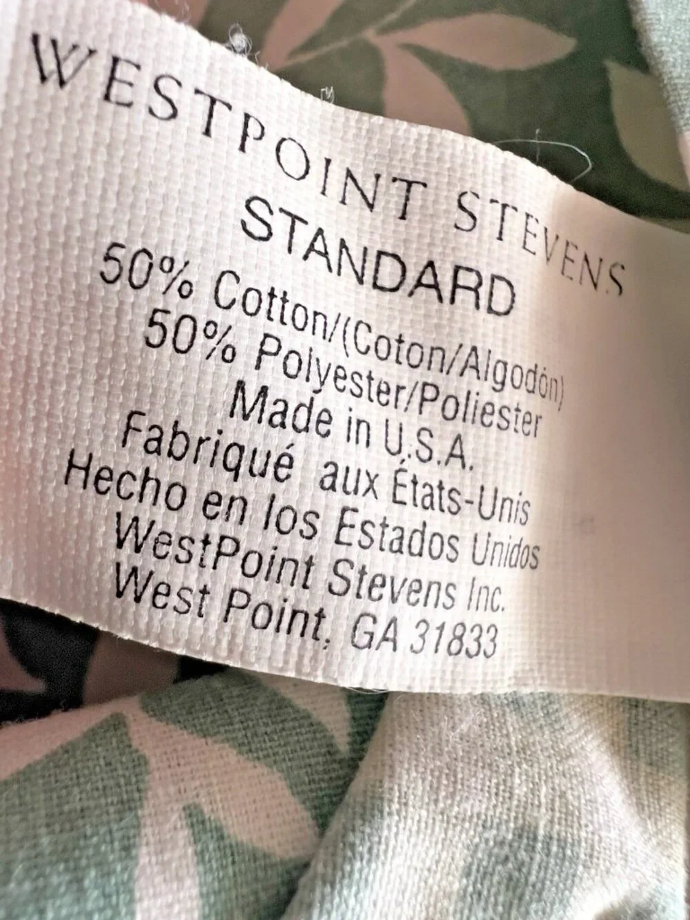 Westpoint Stevens 3-pc Sheet KING Flat Sheet + 2 STD Pillowcases Green Check USA